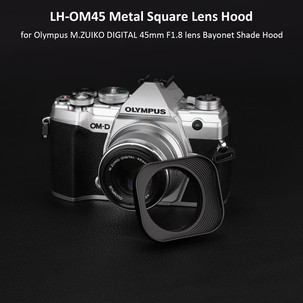 Haoge LH-OM45 Square Metal Lens Hood Shade for Olympus M. ZUIKO DIGITAL ED  45mm f/1.8 Lens 45/1.8