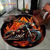3D Retro Vintage Motorcycle Cartoon Round Area Carpet Rug for Living Room Bedroom Kid Playroom Decor,Pet Area Rug Non-slip Gift