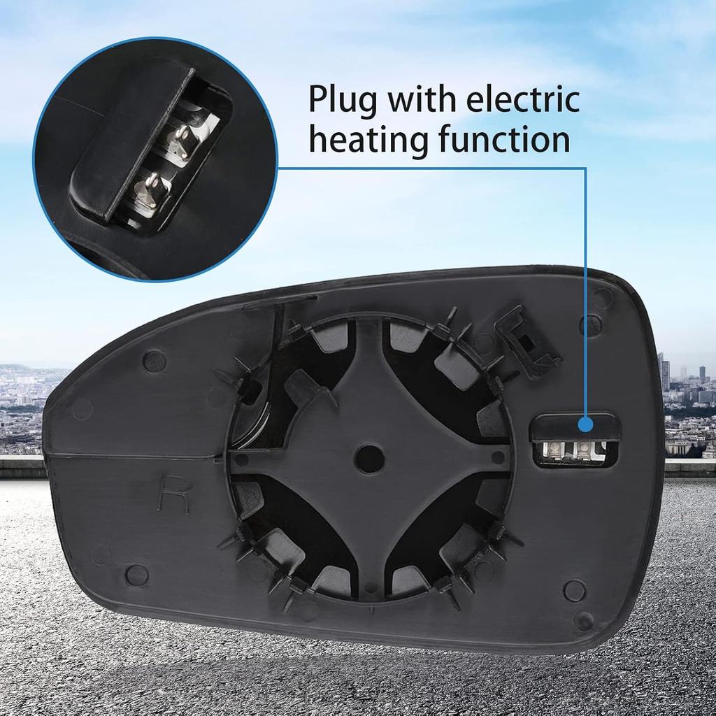 Passenger Right Side Heated Mirror Glass Replacement For 2013 2014 2015 2016 2017 2018   Ford Fusion - Exterior Side View Convex Mirror With Blind