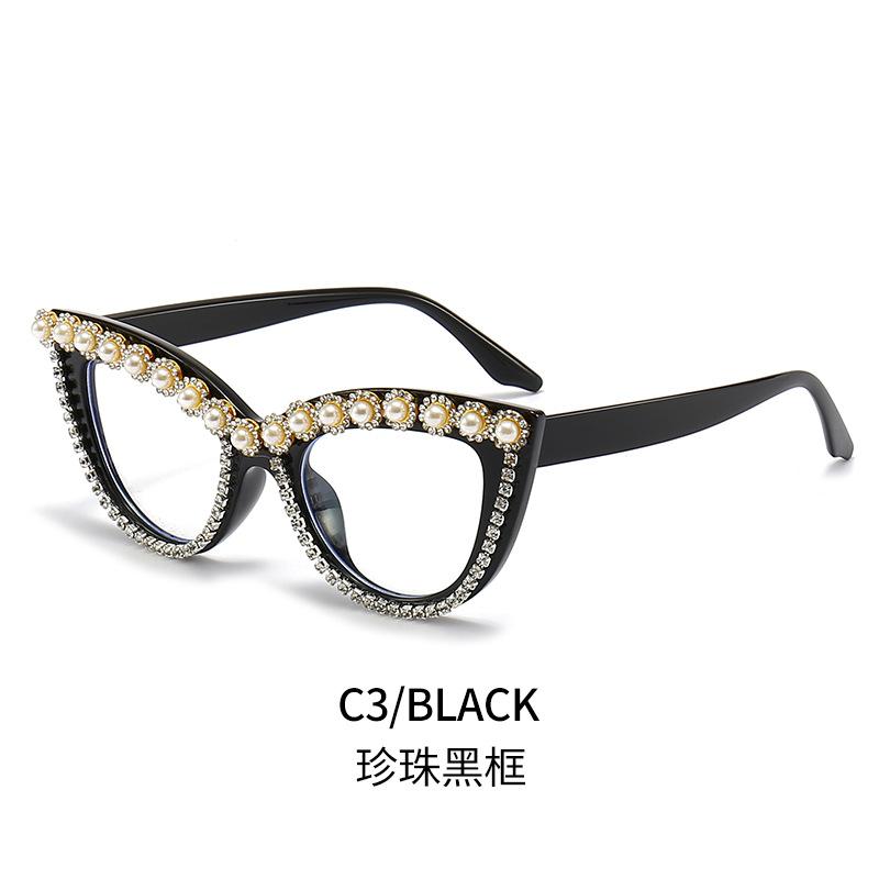 

Солнцезащитные очки с бриллиантовой инкрустацией, модные персонализированные цветочные очки в форме кошачьего глаза с плоскими очками