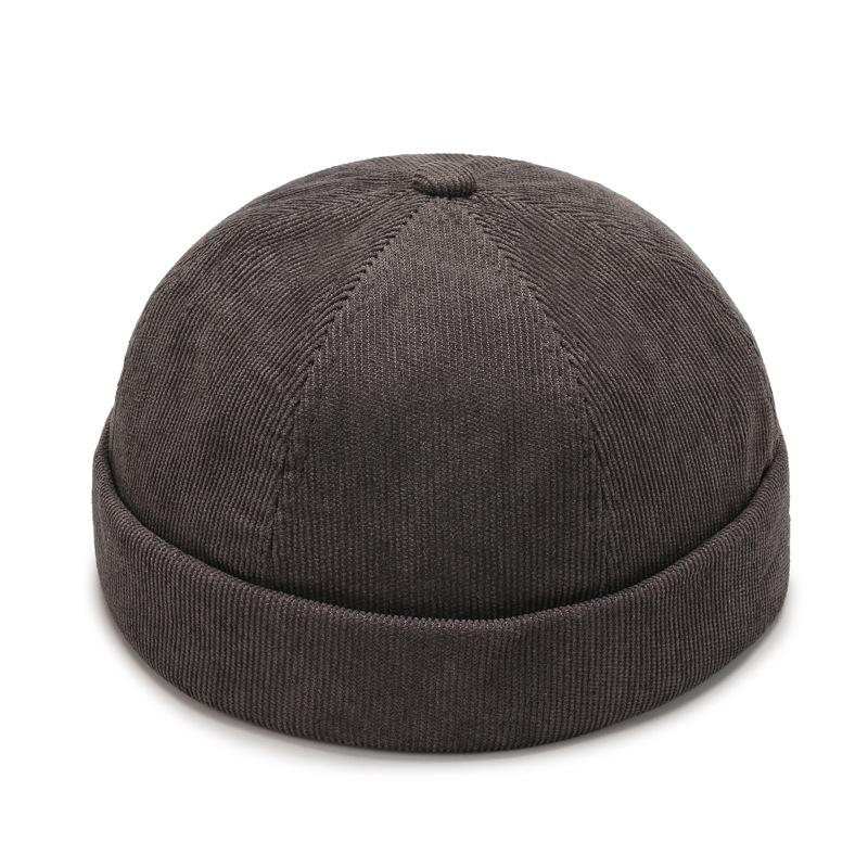 Winter Autumn Corduroy Beanie Hats Solid Color Landlord Hat Streetwear Hip Hop Brimless Hat Adjustable Docker Cap Wholesale