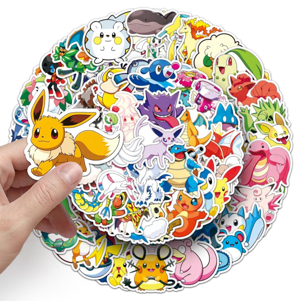 100-Pack Waterproof Pokemon Anime Cartoon Stickers for DIY Decoration