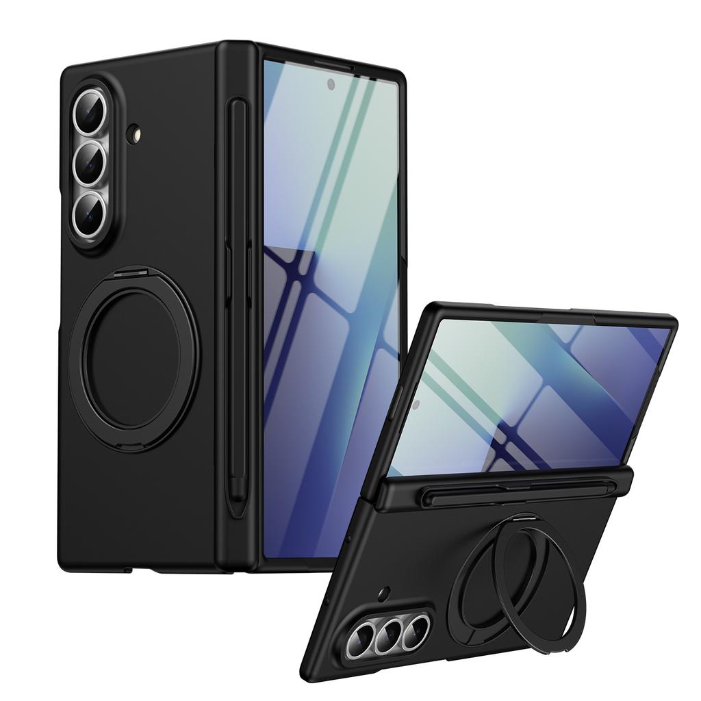For Samsung Galaxy Z Fold 7 6 5 4 3 5G 360° Magnetic Bracket Phone Case with Screen Glass Film S Pen Slot Hinge Shockproof Cover