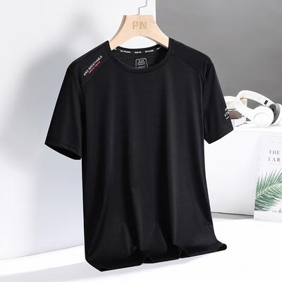 Plus Size Ice Silk Short Sleeved T-shirt for Men In Summer, Half Sleeved Thin Quick Drying Clothes, Elastic Casual T-shirt for Men