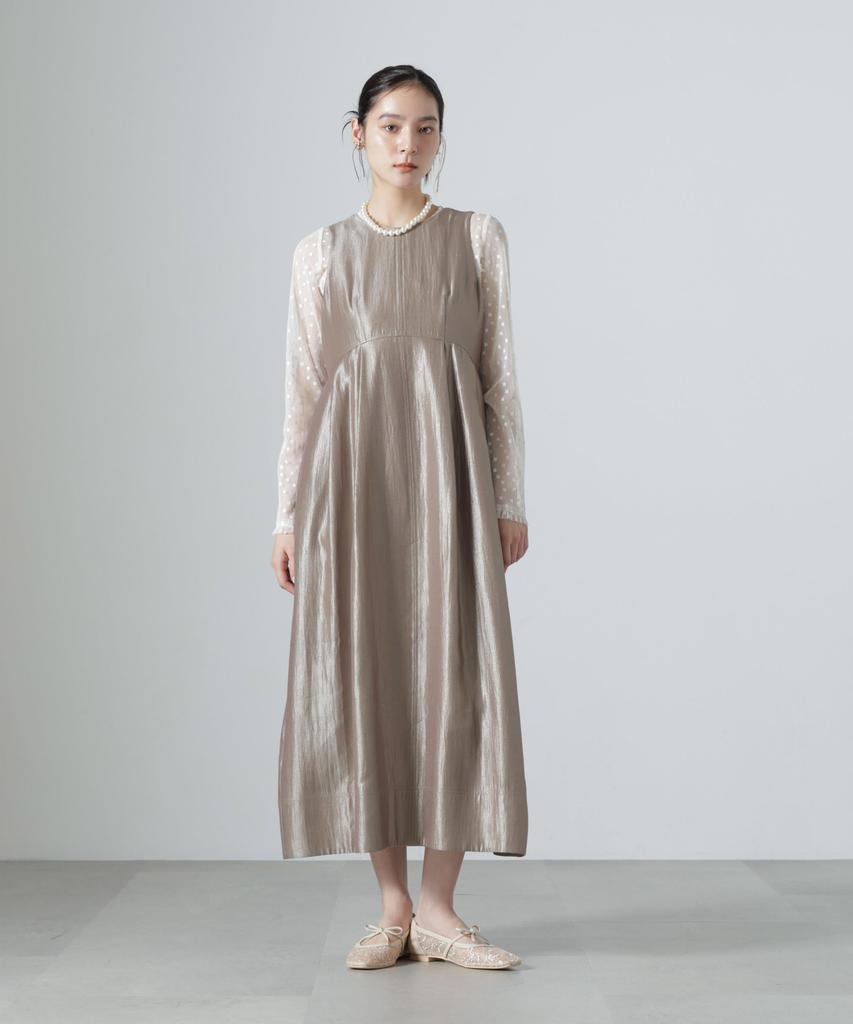Shiny Tuck Size 040 [Nano Universe] Dress, Women's, M, Beige, 669-6219309