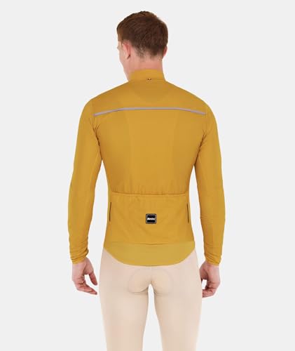 Santini Windproof Cycling Jacket, Unisex [RTR], Windproof, Stretch, Slim Fit, Fall/Spring, Ochre Yellow (Size M), 5W33375CRTR [Authentic]