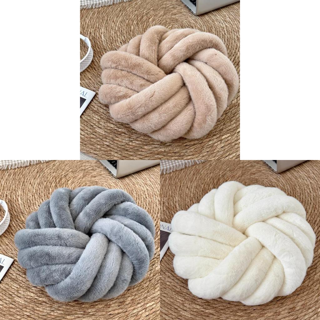 Modern Minimalist Round Throw Pillow With Handwoven Fabric For Sofa Decor