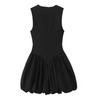 Dames Ronde Hals Mouwloze Mini Jurk Slim Fit Middelhoge Taille Streetwear Plooibodem Effen Jurk