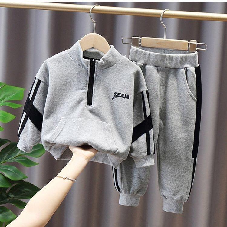 Boys Spring and Fall Sports Suit Loose Sweatshirt + Sweatpants Two-piece Set