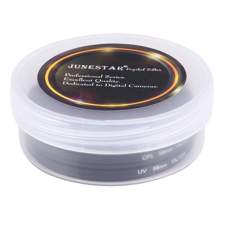 JUNESTAR 3 In 1 Proffesional 58mm Lens Filter(CPL + UV + FLD / Purple) for GoPro & Xiaomi Xiaoyi Yi Sport Action Camera