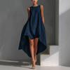 Asymmetrical Hem Sleeveless Cotton Linen Dress - Women's Spring 2026 Collection