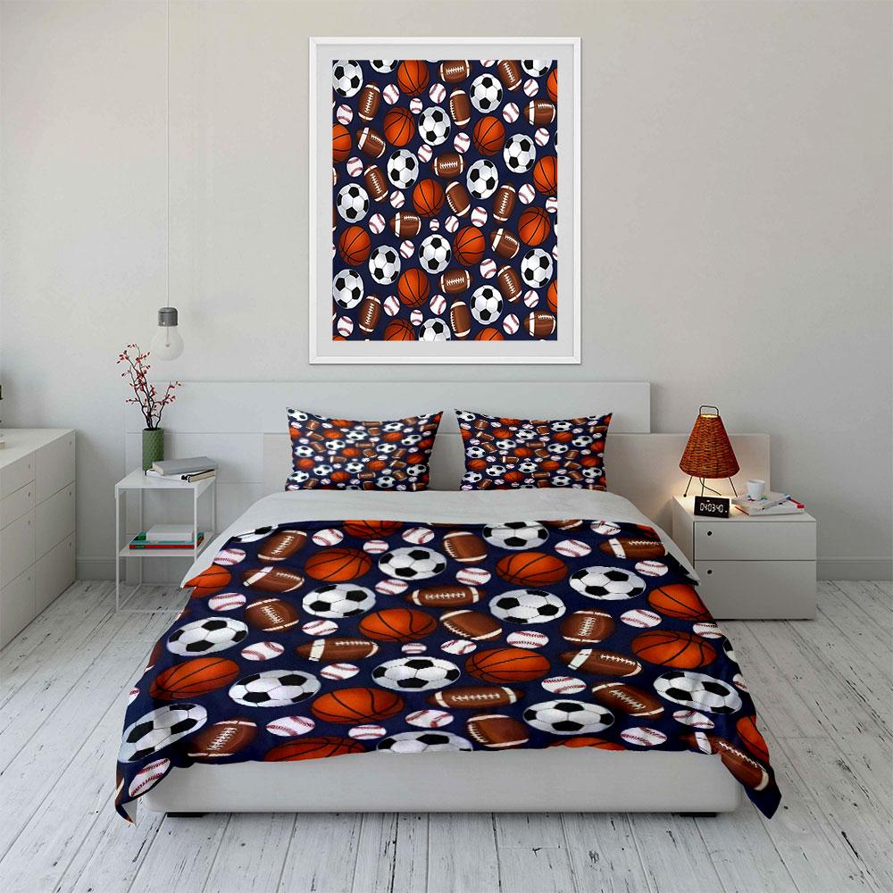Sports Ball Pattern Bedding Set Bedding Duvet Cover Set Duvet Cover Pillowcases (1 * Duvet Cover 2 * Pillowcases, Without Duvet Insert)