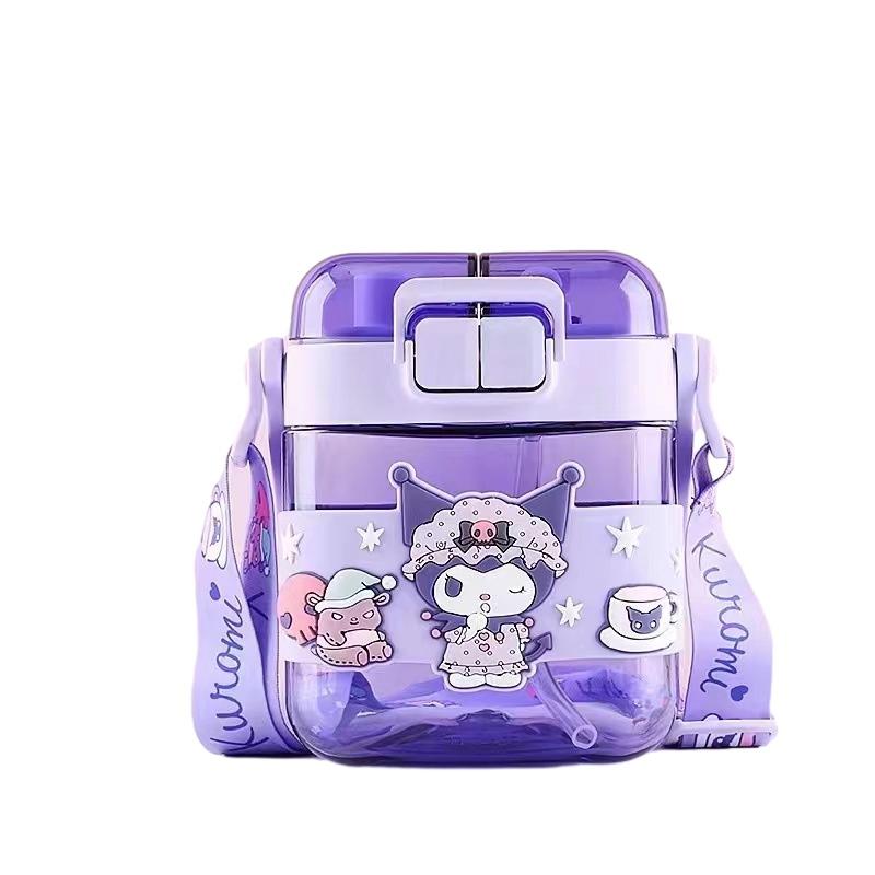 

Water Sanrio 600ml Cup Children Plastic Outdoor Student Sports Straw Bottle Kuromi