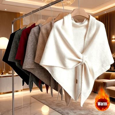1PC Triangular Shawl Cape Women's Soft Waxy Knitted Outer Cape Warm Solid Color Scarf Shawl