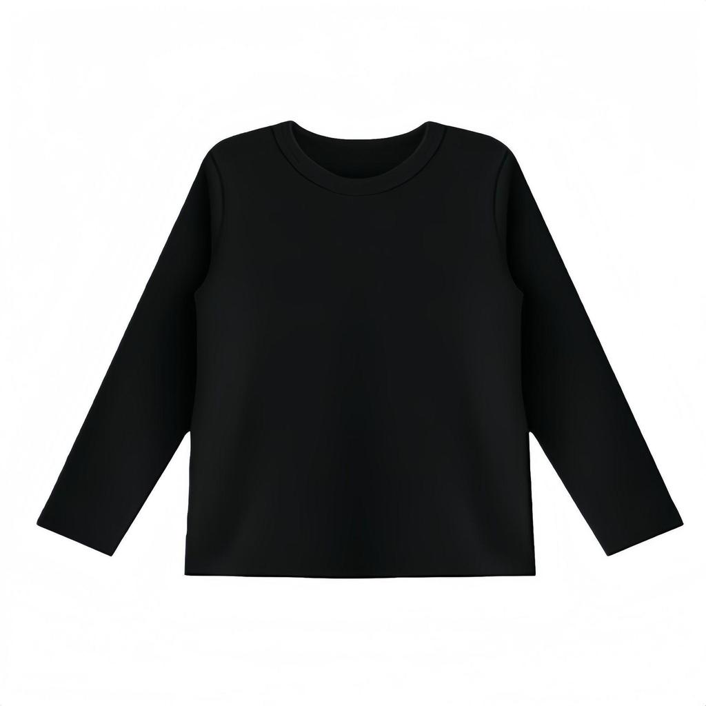 Kids' Long Sleeve Base Layer Top - Plain White or Black Pure Cotton T-shirt for Boys and Girls, Spring/Fall Wear