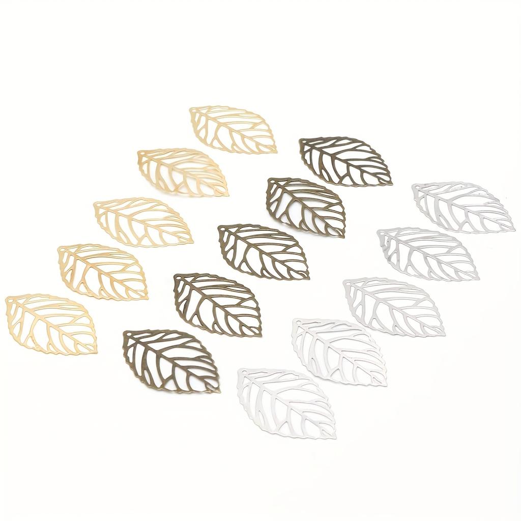50 Exquisite Metal Leaf Ornaments - Essential for Bead and Jewelry Crafting - 2.4 * 1.4cm Dimensions, Versatile Crafting Tools F