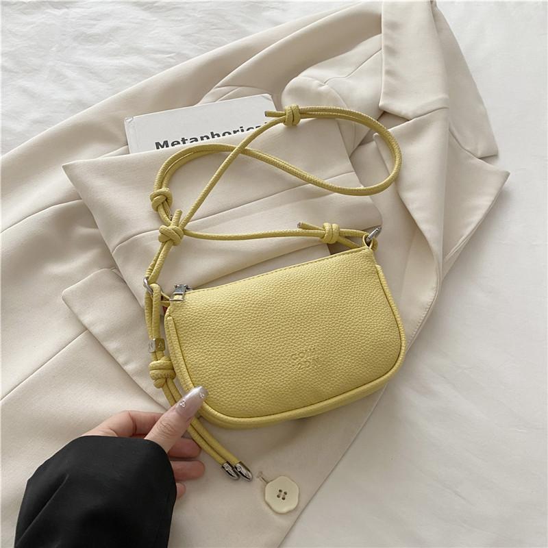 Simple Solid Color Lychee Texture Women Casual Shoulder Bag For Daily Use