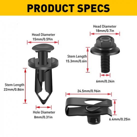 70PCS Engine Under Cover Shield Splash Guard For Nissan Body Bolts & U-nut Clips