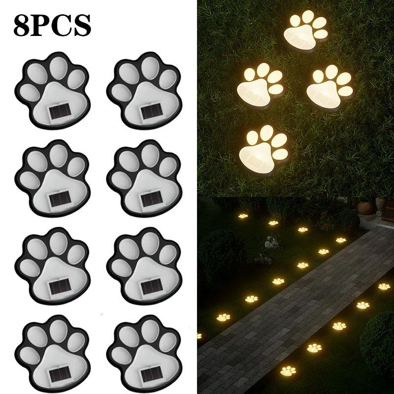 1-12PCS LED Solar Outdoor Light Waterproof Animal Paw Print Lamp for Garden Lawn Patio Summer Camping Home Decor