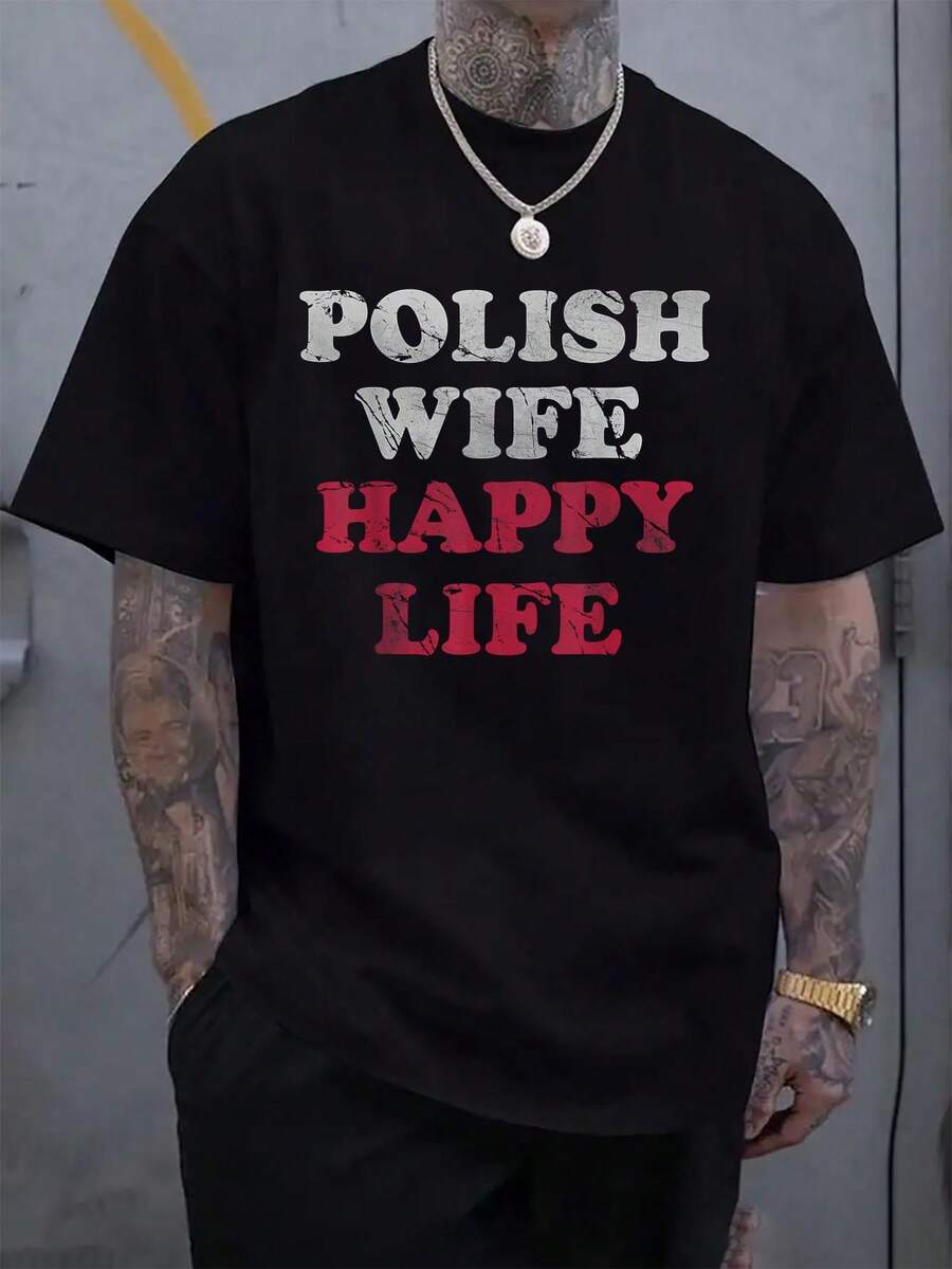 100% Cotton Polish Wife Happy Life Funny Polska Poland Men Women T-Shirt Women s Men s Graphic Tee S разноцветный