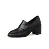 Fashion 2025 Women Pumps High Heels Classic Shoes Genuine Leather Round Toe Slip On Loafers Woman Leather Shoes Work Pleated Daily Shoes