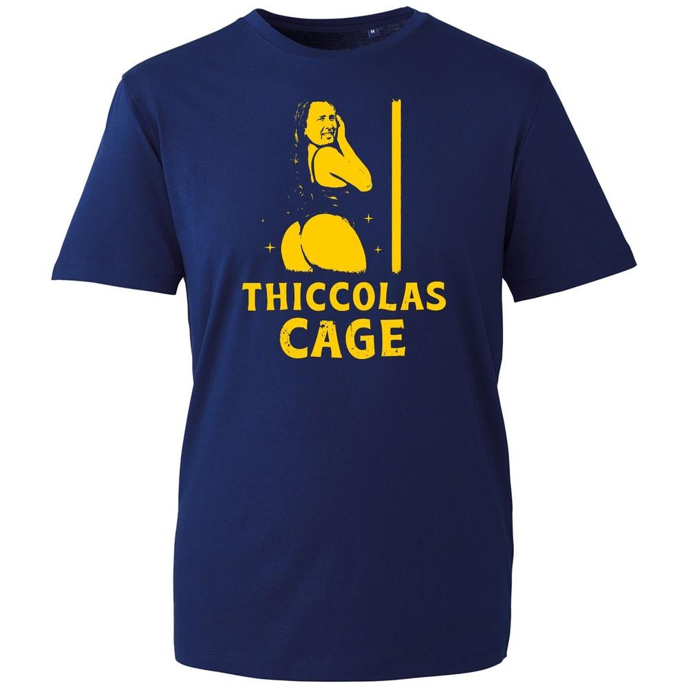 Thiccolas Cage T Shirt Unisex Black Funny Parody Actor Meme Graphic Novelty Uk S