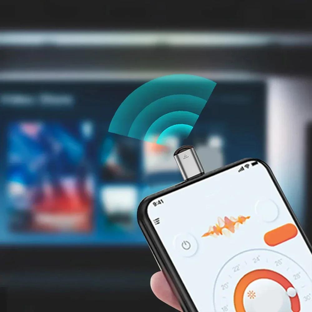 Type C Smartphone Infrared Transmitter Adapter Smart App Control for TV and Other Devices with Infrared Remote Functionality