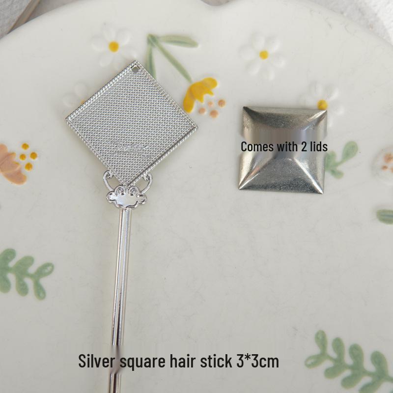 Handwoven Song Brocade Blue-Dyed Fabric Embroidery Cloth with Medium Hairpins - New Chinese Design, DIY Accessories, Double Lid