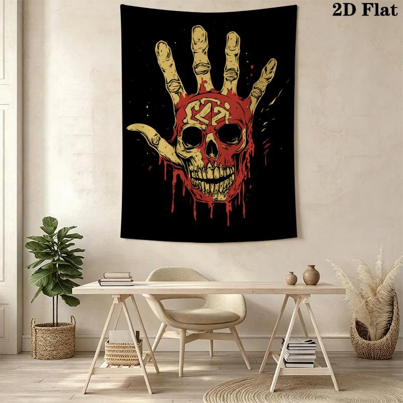 Skull with Bloody Hand Pattern Home Decor Tapestry, Wall Hanging, Decorative RV Wall Cloth.MGT0918387