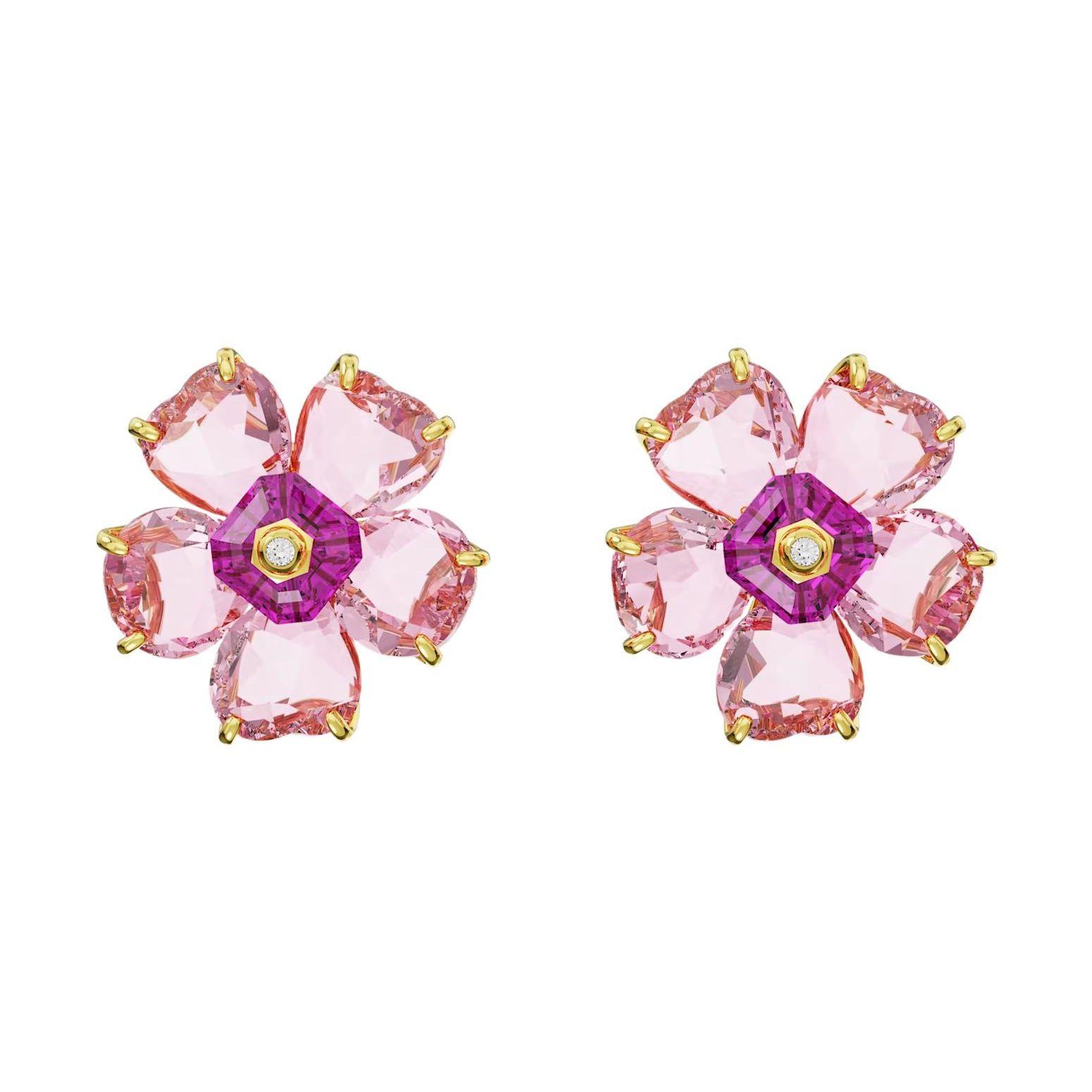 Swarovski Florere Floral Pattern Fashionable Exquisite Imitation Crystal Earrings Women earrings 5650563 Box (Random Color),F,Pink