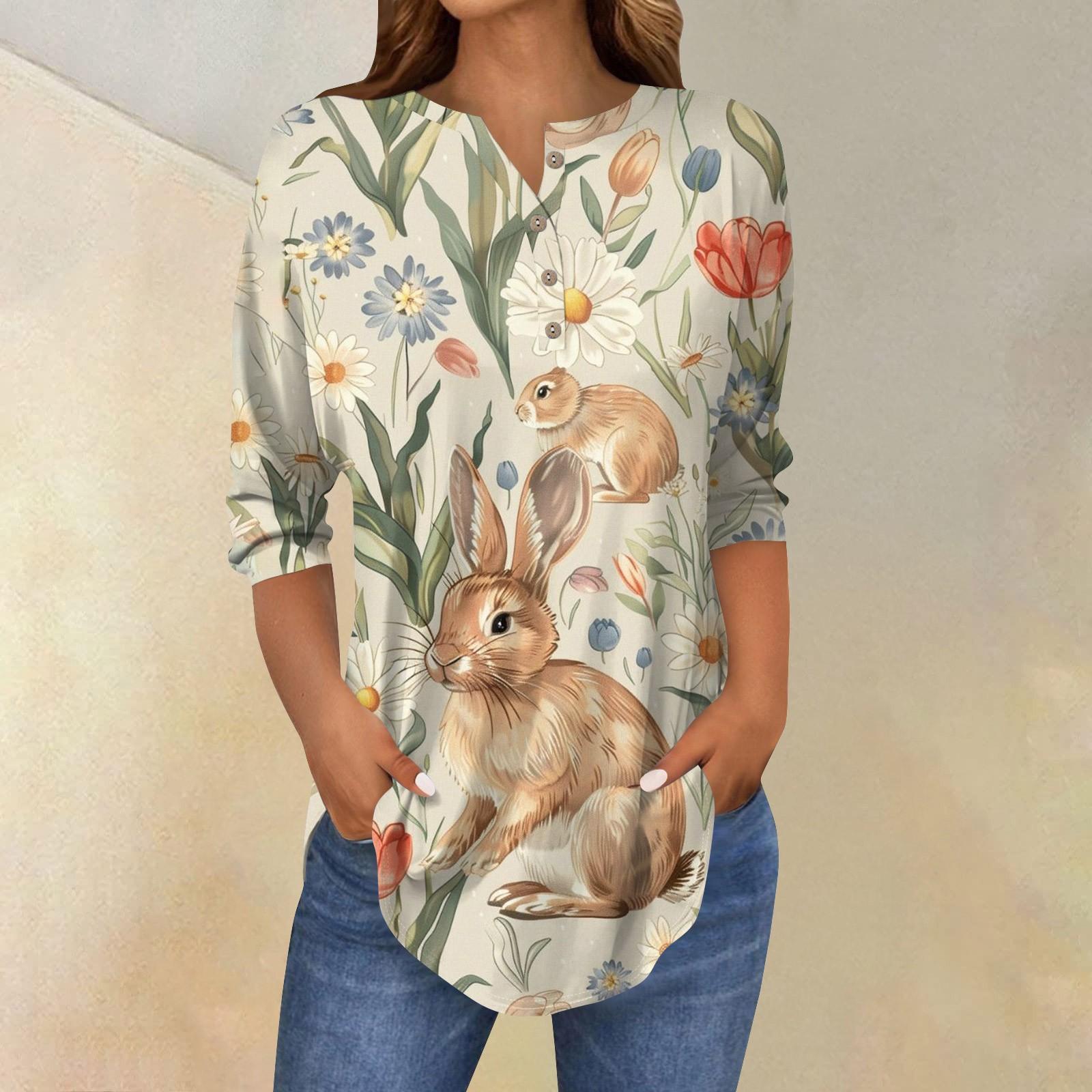 

Женская свободная футболка с воротником на пуговицах и винтажным цветочным принтом, рукав три четверти XL бежевый