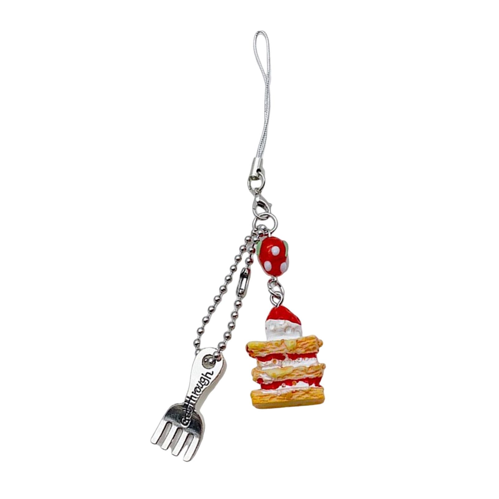 

Cake Ice Cream Spoon Fork Pendant Phone Charm Hangings Rope Cute Phone Chain Strap Bag Decoration Keychain Accessories 1