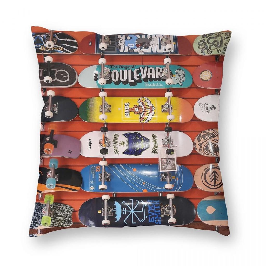 Skateboards Pillowcase Polyester Linen Velvet Printed Zip Decor Throw Pillow Case Car Cushion Cover Wholesale x