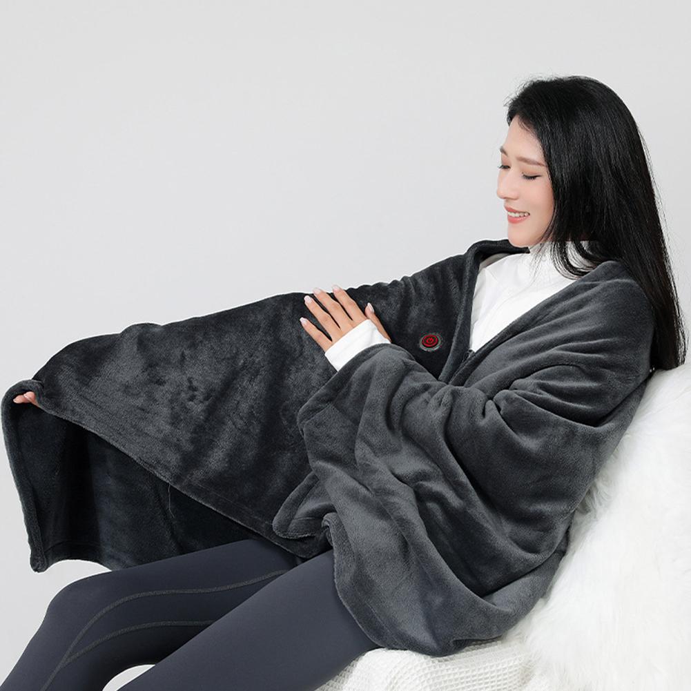 5V USB Electric Heated Blanket Shawl 3 Heating Levels Fleece Heated Blanket Portable Body Warmer Blanket Quickly Heated Cape Pad