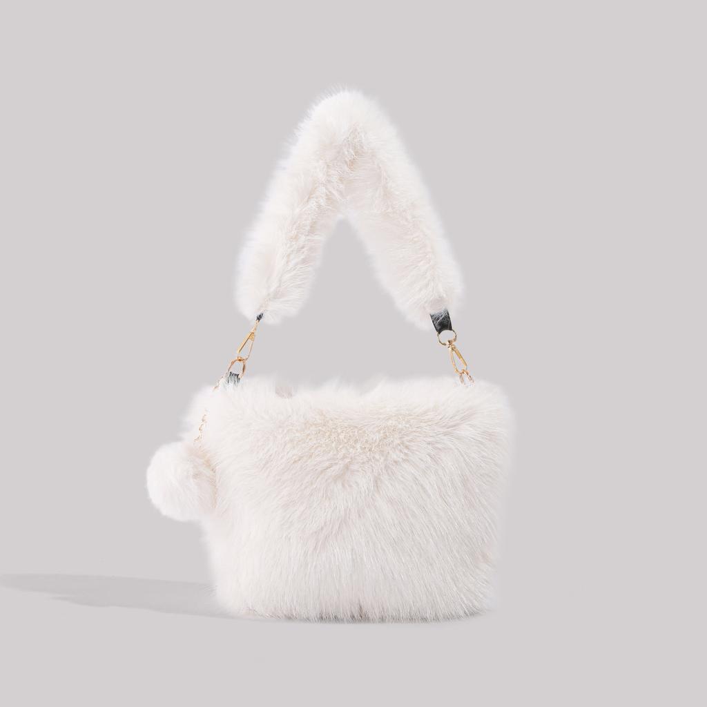 Unterarmtasche flauschige Tasche Damen 2025 Winter neu Nischenmode Handtasche einzelne Schulter lässige Plüschtasche