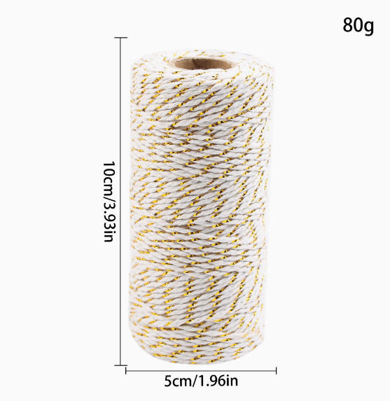 100M/Roll Red Green and White  Colorful Cotton Rope for Home Decoration Handmade Christmas DIY Gift Wrap Packaging Material