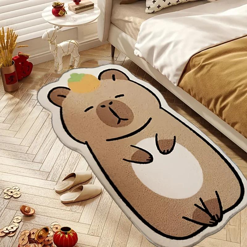 Kawaii Capybara Plüsch Flauschig Rutschfest Warm Teppich Weiche Dekoration Bodenmatte Für Schlafzimmer Eingangsbereich Nachttisch