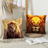 Cool Lion Cushion Cover Soft Plush Fabric Double-Sided Printed Sofa Cushion Cover For All Seasons Home Decor Gift