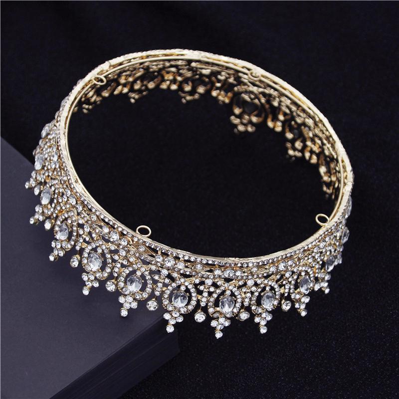 Water Drop Circle Royal Queen King Crowns Bride Diadem Headdress Banquet Tiaras Prom Pageant Party Wedding Crown Hair Jewelry