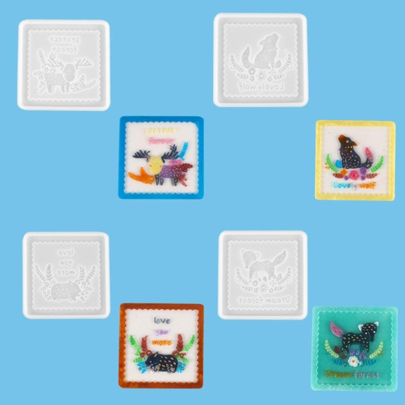 Matrițe pentru suporturi de pahar cu animale Matrițe din silicon pentru suporturi de pahar Matriță pentru suport de cană Matriță pătrată pentru turnare epoxy pentru suport de pahar din rășină Artă murală Decor pentru casă