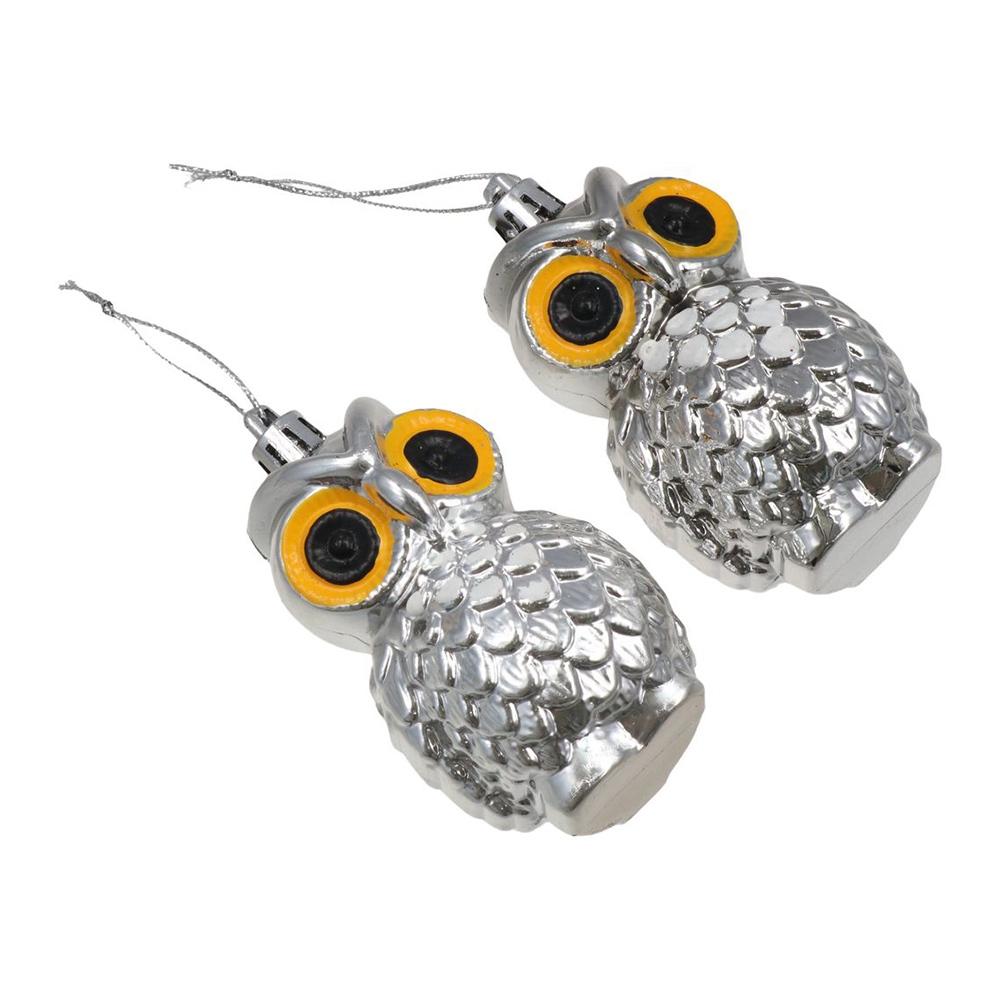 4Pcs Plastic Christmas Owl Pendant Electroplated Christmas Decoration  Party Ornaments