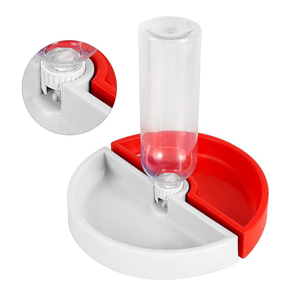 Cat Water Food Bowl Detachable Prevent Slip Large Capacity Pet Dish Set with Waterer Bottle for Indoor Red White
