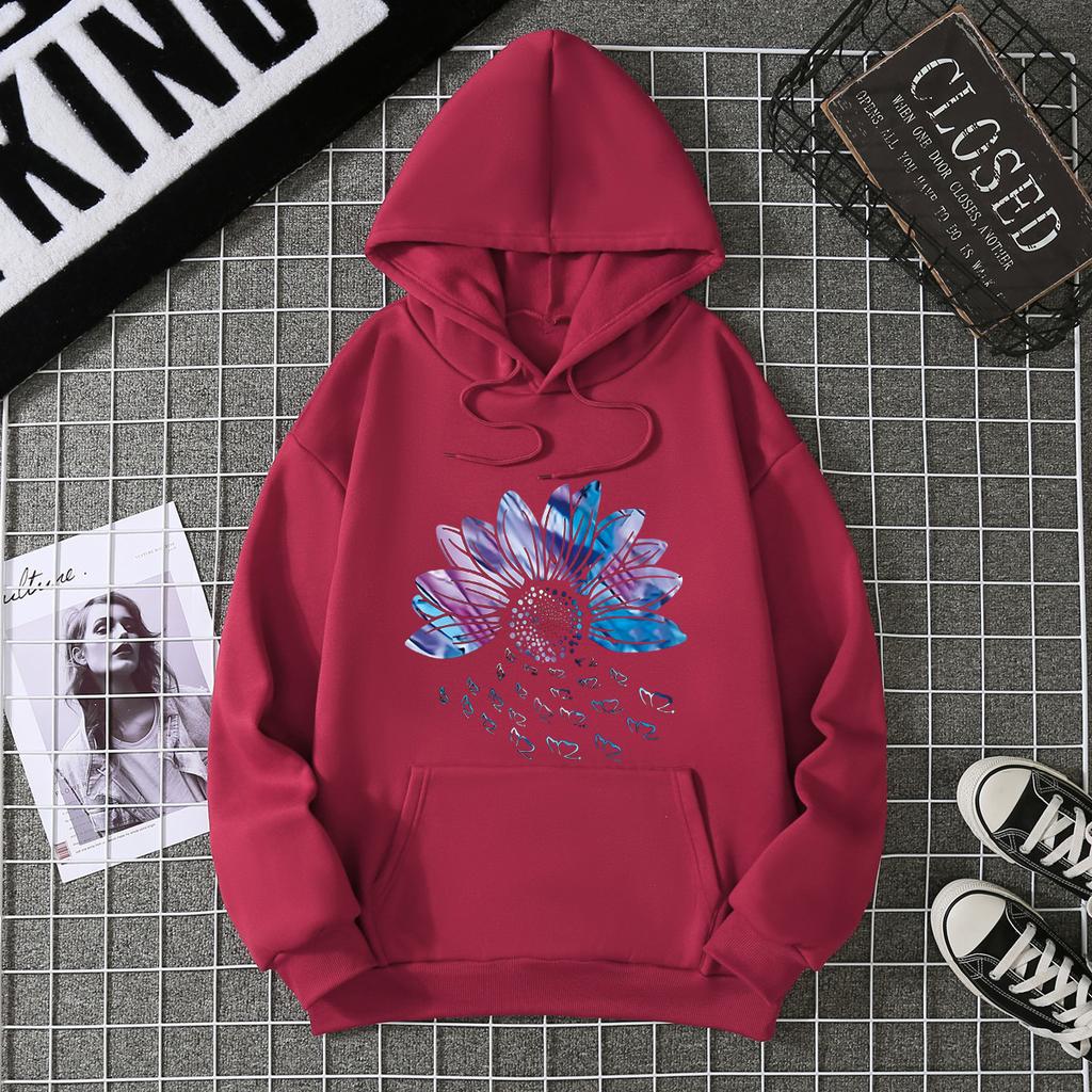 New trend pattern print spring and autumn loose casual fashion women's hooded sweater