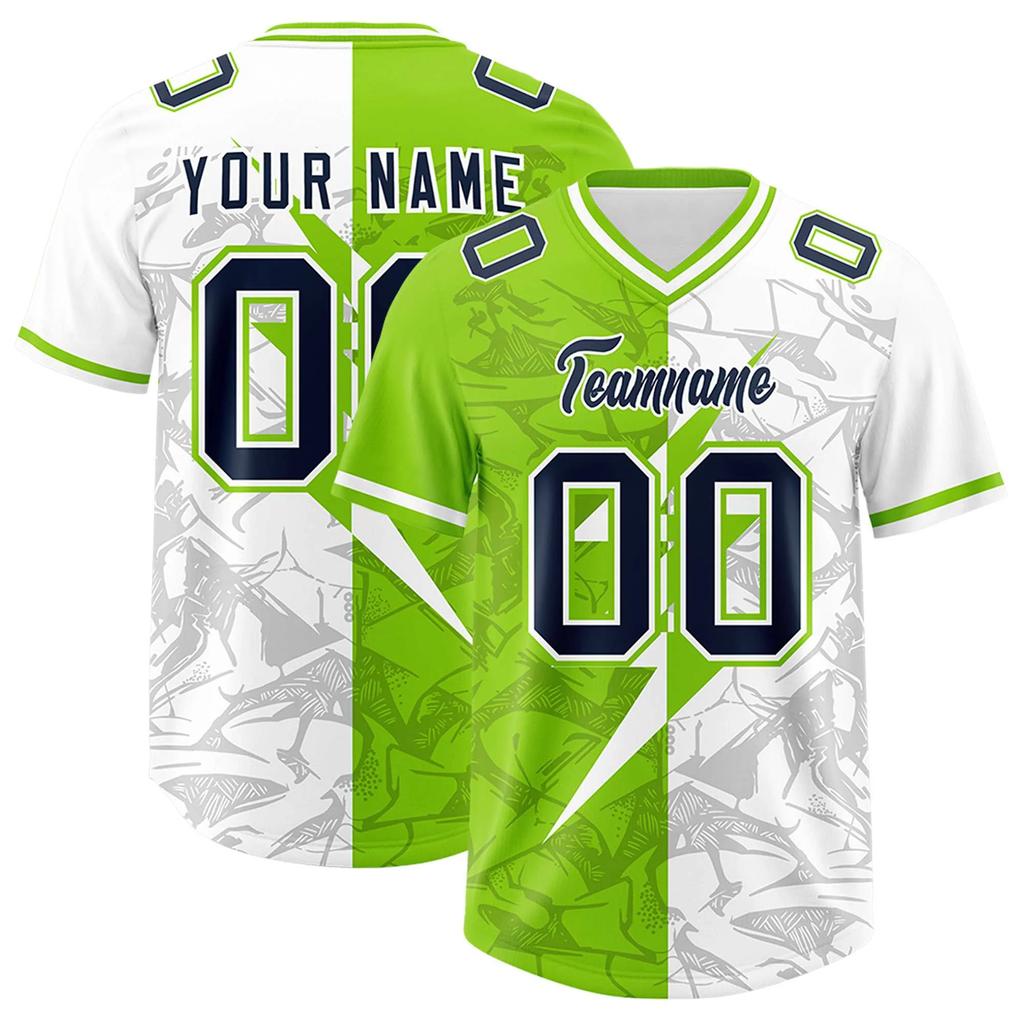 Custom Split Personalized Lightning Pattern Football Jersey Personlized Team name and you name, number V-Neck T-Shirts