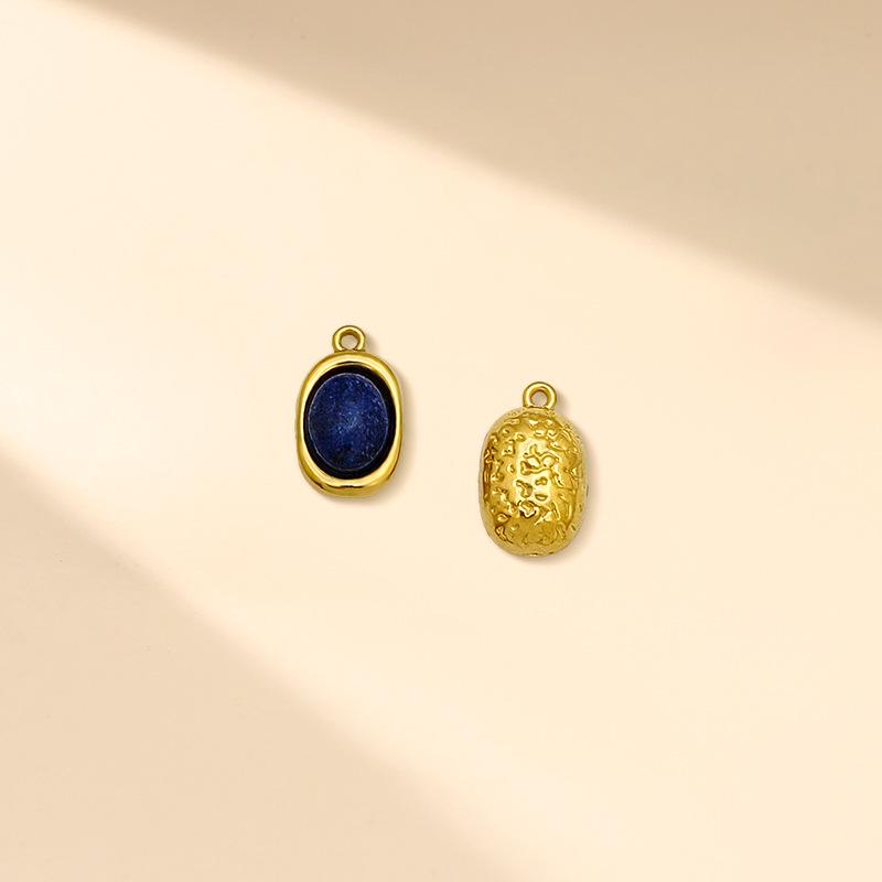 Gold-Plated Stainless Steel Bracelet Necklace with Cabochon Natural Stone - DIY Jewelry Accessories