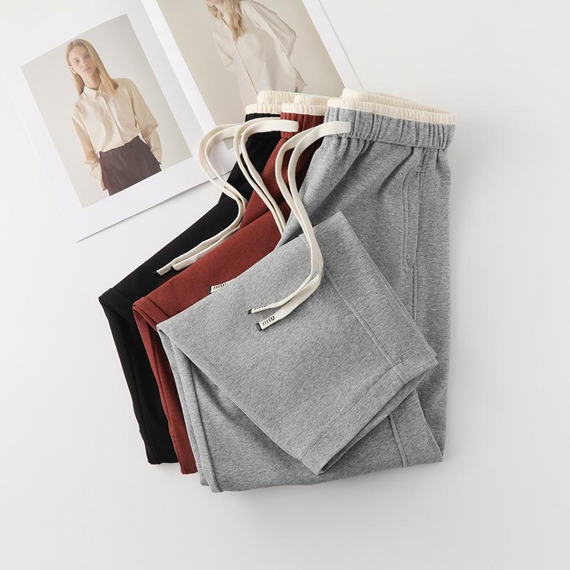 Women's Gray Wide-Leg Slimming Sweatpants - 2025 Spring Collection