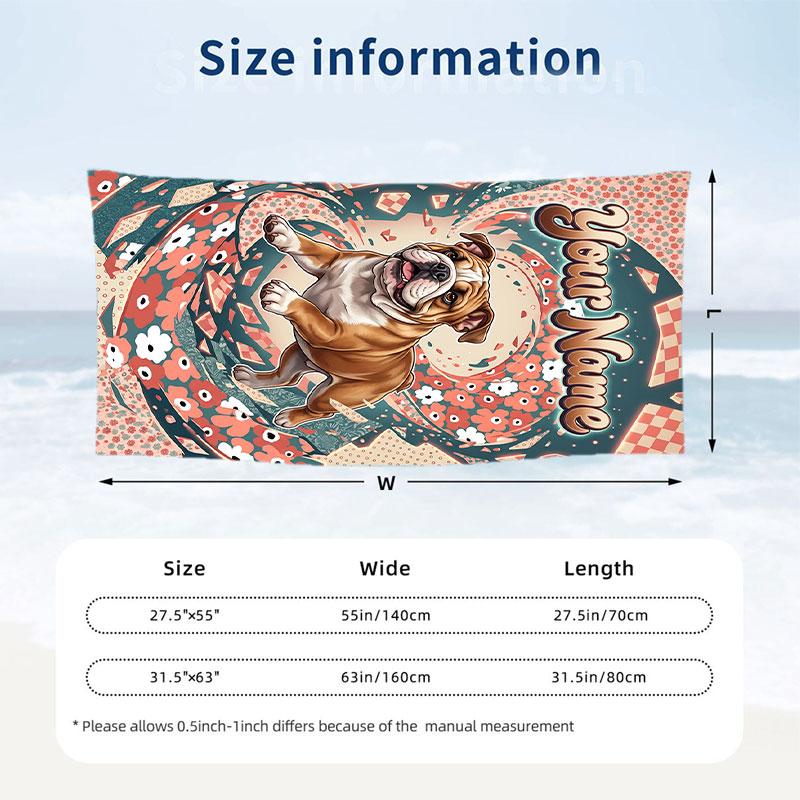 Cow Highland Theme Beach Towel Personalized Custom Name & Text Soft Quick Dry Beach Towel for Swimming Travel