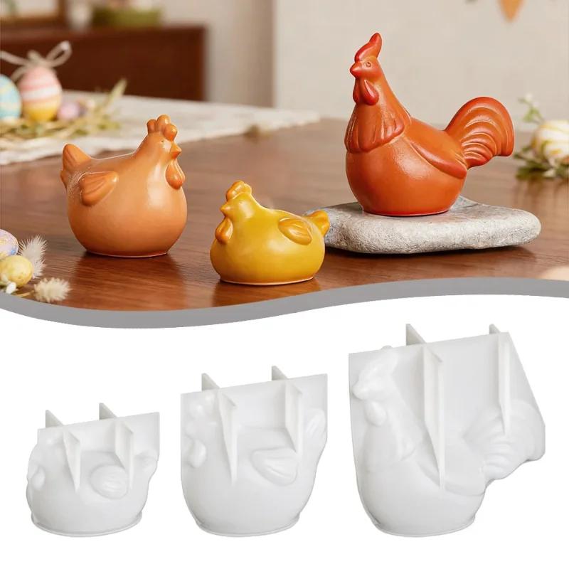 3D Cute Chicken Candle Silicone Mold for DIY Animal Soap Making Resin Cement Mould Easter Home Decor Plaster Crafts Tool
