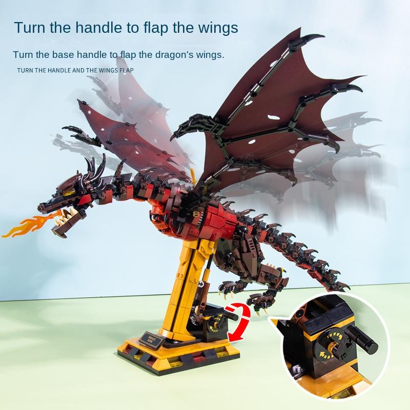 Flying Dragon Smaug Viserion Model Building Blocks Kids MOC Puzzle Educational Toy for Boys