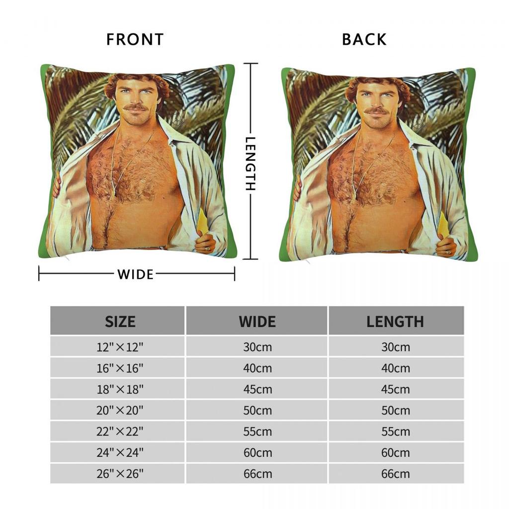 Thomas Magnum P.I. Square Pillowcase Polyester Linen Velvet Pattern Zip Decorative Home Cushion Cover